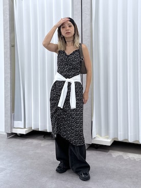 「FREE'S MART（フリーズマート）の◆シアーチュールレースカーディガン（Tシャツ/カットソー、ホワイト系）」を使った、sakura_さん（レディース・155cm）の夏コーディネート