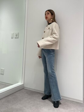 「FREE'S MART（フリーズマート）のアイテム（ノーカラージャケット）」を使った、sakura_さん（レディース・155cm）の冬コーディネート