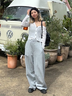 「FREE'S MART（フリーズマート）の[接触冷感][UV加工]カップ付きショート丈キャミソール（Camisole、ブラック系）」を使った、sakura_さん（レディース・155cm）の春コーディネート