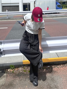 「FREE'S MART（フリーズマート）の◆ＵＳＡコットンクルーネックＴシャツ（T Shirts、ブラック系）」を使った、sakura_さん（レディース・155cm）の春コーディネート