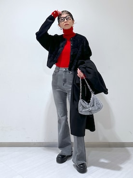 「FREE'S MART（フリーズマート）のアイテム（ステンカラーコート）」を使った、sakura_さん（レディース・155cm）の冬コーディネート