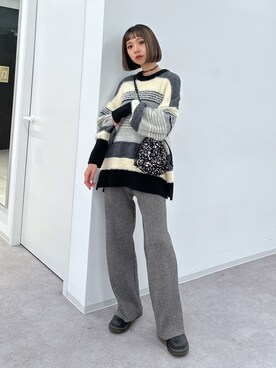 「FREE'S MART（フリーズマート）のスパンコール巾着バッグ（ハンドバッグ）」を使った、sakura_さん（レディース・155cm）の秋コーディネート