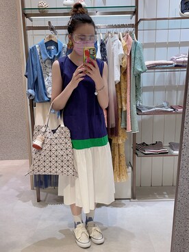 「CONVERSE ALL STAR（コンバースオールスター）のアイテム（シューズ、ホワイト系）」を使った、dolla さん（レディース・160cm）の夏コーディネート