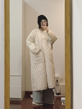 「MUJI Labo（ムジラボ）のアイテム（キャップ）」を使った、西瓜酱さん（レディース・163cm）の冬コーディネート