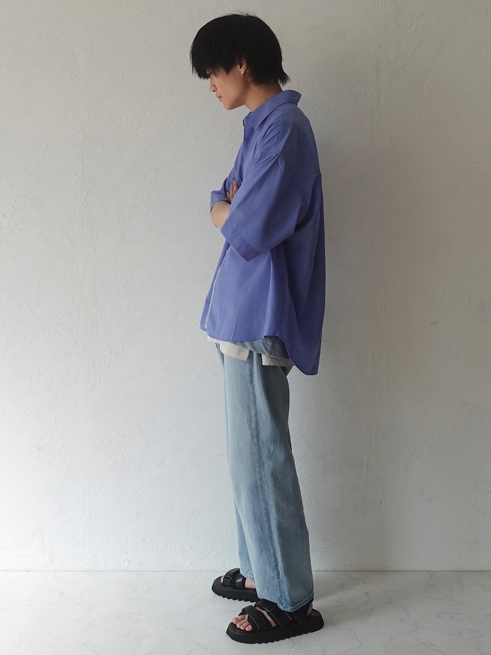 「LIDNMのMVS LAYERED TANK TOP（タンクトップ、ホワイト系）」を使った、xMe1x / めいさん（メンズ・177cm）の夏コーディネートの1枚目の写真