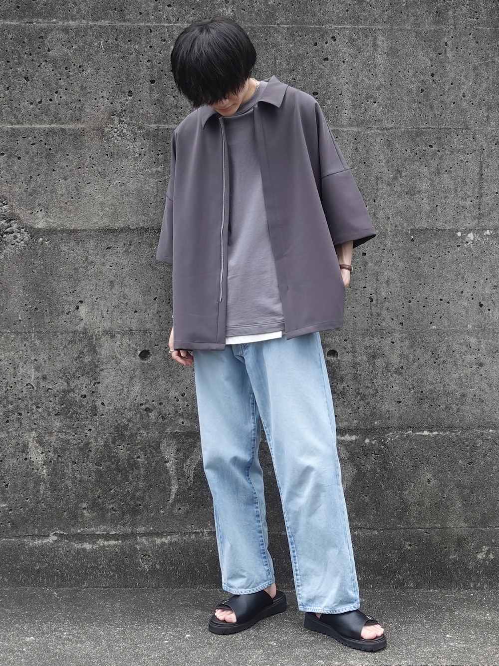 「LIDNMのMVS LAYERED TANK TOP（タンクトップ、ホワイト系）」を使った、xMe1x / めいさん（メンズ・177cm）の夏コーディネートの1枚目の写真