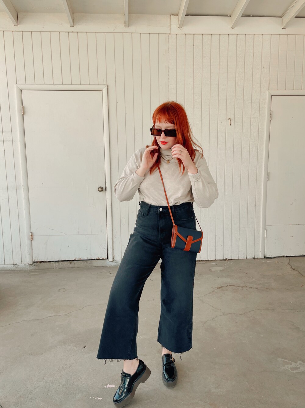 「VINTAGE、90's、thrifted、STYLE、WEARBOOKエントリー、lookbook、LOOKBOOK穿搭冊」｜「ZARAのアイテム（ローファー、ブラック系）」を使った、sammythriftさん（レディース・157cm）の秋コーディネートの1枚目の写真