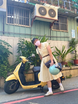 「VINTAGE（ヴィンテージ）のアイテム（シャツワンピース）」を使った、Chiuko さん（レディース・161cm）の秋コーディネート