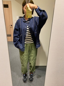 「無（ム）のアイテム（ジャケット/アウター）」を使った、川崎雨さん（レディース・165cm）の秋コーディネート