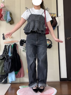 「アイテム（ベスト）」を使った、モモ子さん（レディース・150cm・20代）の夏コーディネート