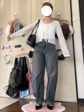 「アイテム（ボストンバッグ）」を使った、モモ子さん（レディース・150cm）の夏コーディネート