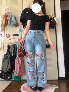 「アイテム（パンプス）」を使った、モモ子さん（レディース・150cm）の夏コーディネート