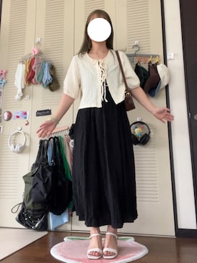 「アイテム（カーディガン/ボレロ）」を使った、モモ子さん（レディース・150cm）の夏コーディネート