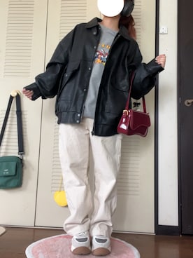 「アイテム（スウェット）」を使った、モモ子さん（レディース・150cm）の秋コーディネート