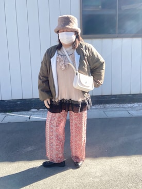 「お正月」｜「アイテム（帽子）」を使った、麗園ファンタジー〇*ﾟさん（レディース・162cm）の冬コーディネート