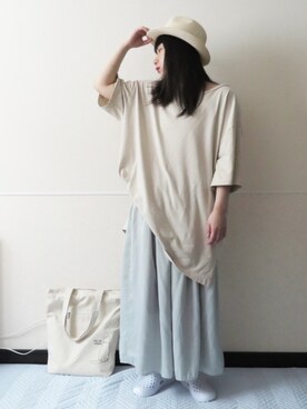「シャーベットカラー」｜「アイテム（帽子）」を使った、 .▯▫さん（レディース・151cm）の夏コーディネート