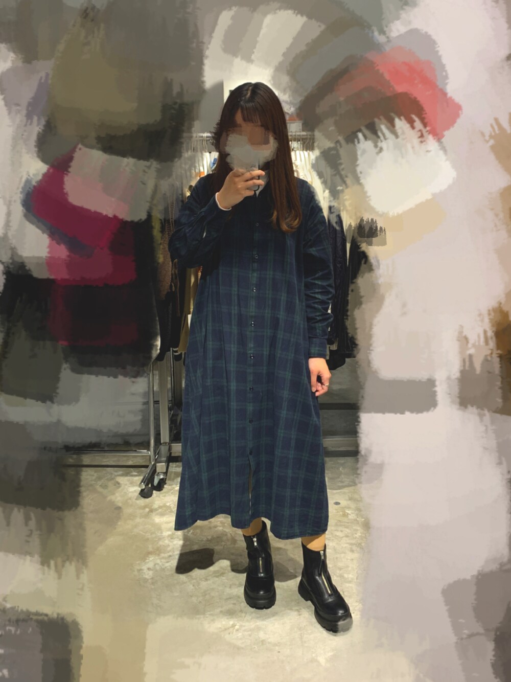 「秋のコーデ、ゆるコーデ、カジュアルコーデ」｜「AMERICAN HOLICのアイテム（ワンピース、ブラック系）」を使った、meさん（レディース・162cm）の秋コーディネートの1枚目の写真