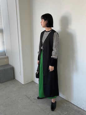 「アイテム（ジャンパースカート）」を使った、sakiさん（レディース・168cm）の冬コーディネート