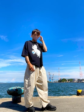 「CORISCO（コリスコ）のアイテム」を使った、空飛ぶぺんぎんさん（メンズ・175cm）の夏コーディネート