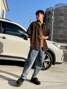 空飛ぶぺんぎんさんの「extra quality Hybrid loose shirt/エクストラクオリティハイブリッドルーズシャツ」を使ったコーディネート