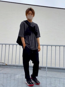 「いつもありがとうございます」｜「アイテム（その他アウター）」を使った、空飛ぶぺんぎんさん（メンズ・175cm）の夏コーディネート