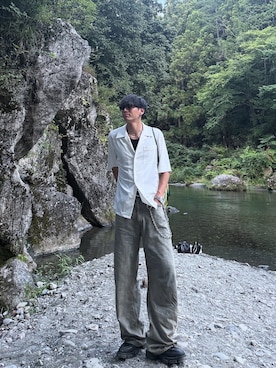 「both（ボス）のboth GAO Loafer (P25LSM-B101CO-09090)（ローファー）」を使った、issaさん（メンズ・182cm）の夏コーディネート