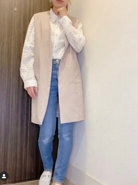 「ESTNATION（エストネーション）のアイテム（デニムパンツ）」を使った、でつさん（レディース・152cm）の春コーディネート