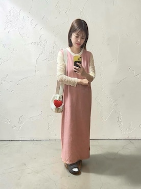 「BEAUTY&YOUTH UNITED ARROWS（ビューティーアンドユースユナイテッドアローズ）のアイテム（ワンピース/ドレス、レッド系）」を使った、でつさん（レディース・152cm）の春コーディネート