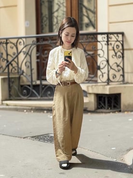 「BEAUTY&YOUTH UNITED ARROWS（ビューティーアンドユースユナイテッドアローズ）のアイテム（パンツ、ベージュ系）」を使った、でつさん（レディース・152cm）の夏コーディネート