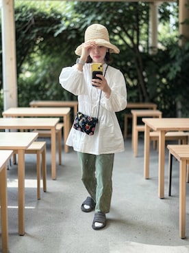 「UNIQLO（ユニクロ）のアイテム（パンツ、グリーン系）」を使った、でつさん（レディース・152cm）の春コーディネート