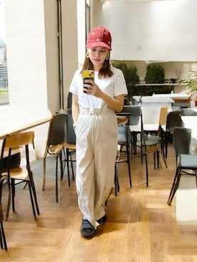 「Knuth Marf（クヌースマーフ）のK motif mini T shirt（Tシャツ/カットソー）」を使った、でつさん（レディース・152cm）の夏コーディネート