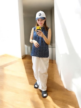 「低身長」｜「アイテム（スラックス）」を使った、でつさん（レディース・152cm）の夏コーディネート