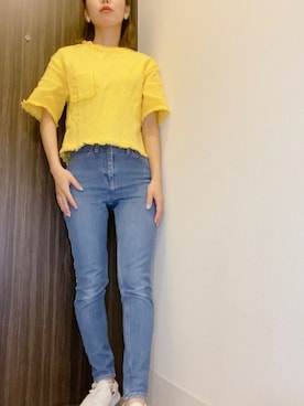 「ESTNATION（エストネーション）のアイテム（デニムパンツ）」を使った、でつさん（レディース・152cm）の夏コーディネート