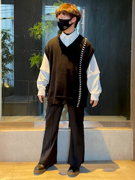 「Ellno Loset（エルノロゼット）のアイテム（スラックス）」を使った、なおちゃん🇰🇷低身長さん（メンズ・159cm）の春コーディネート