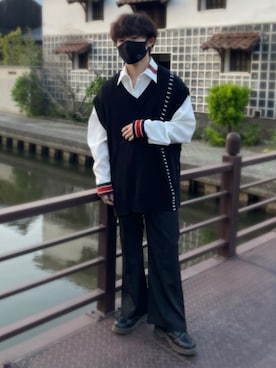 「Ellno Loset（エルノロゼット）のアイテム（スラックス）」を使った、なおちゃん🇰🇷低身長さん（メンズ・159cm）の春コーディネート