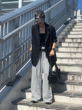 「アイテム（スウェットパンツ）」を使った、Momさん（レディース・156cm）の秋コーディネート