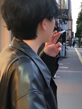 「WYM LIDNM（ウィム バイ リドム）のアイテム（ライダースジャケット）」を使った、あくあさん（メンズ・175cm）の秋コーディネート