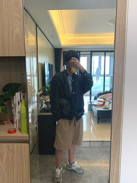 「UNIQLO（ユニクロ）のアイテム（シャツ/ブラウス、グリーン系）」を使った、miyabiさん（メンズ・170cm）の秋コーディネート