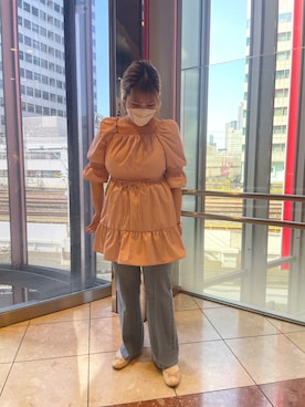 「春カラー」｜「アイテム（チュニック）」を使った、sakata chisakiさん（レディース・157cm）の春コーディネート