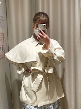 「ケープコート」｜「アイテム（トレンチコート）」を使った、sakata chisakiさん（レディース・157cm）の冬コーディネート