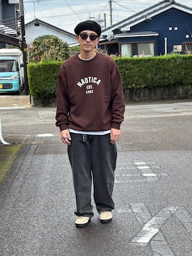 「アイテム（ハンチング/ベレー帽）」を使った、Hiromu®︎さん（メンズ・174cm）の冬コーディネート