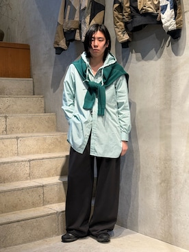 「Toironier（トワロニエ）のToironier/トワロニエ/HOODED SHIRTS（シャツ/ブラウス、ブラック系）」を使った、林　啓介さん（メンズ・178cm）の春コーディネート