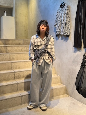 「Toironier（トワロニエ）のToironier/トワロニエ/Opencollar Check Shirt（Tシャツ/カットソー）」を使った、林　啓介さん（メンズ・178cm・20代）の夏コーディネート