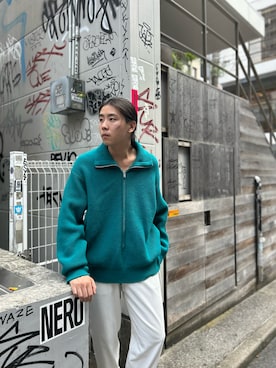 「アイテム（ニット/セーター）」を使った、林　啓介さん（メンズ・178cm）の夏コーディネート