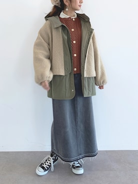 「Green　Parks（グリーンパークス）のアイテム（その他アウター）」を使った、くろさんさん（レディース・163cm）の秋コーディネート