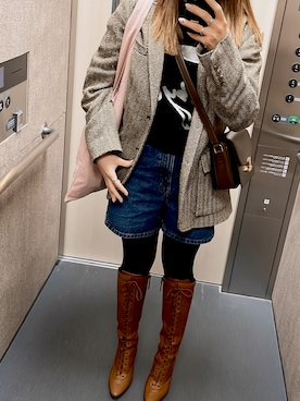 「MARC JACOBS（マークジェイコブス）のアイテム（ブーツ）」を使った、miijyou151さん（レディース・151cm）の春コーディネート