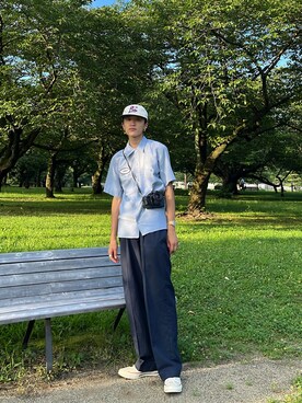 「EBBETS FIELD FLANNELS（エベッツフィールドフランネルズ）のアイテム（キャップ、ホワイト系）」を使った、ゆ う たさん（メンズ・175cm）の秋コーディネート