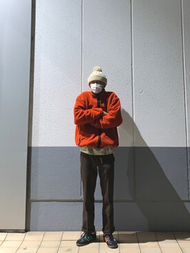 「Dickies（ディッキーズ）のDickies/ディッキーズ THE ORIGINAL 874 ワイドチノパンツ（チノパンツ、ブラウン系）」を使った、ゆ う たさん（メンズ・175cm）の冬コーディネート