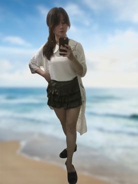 「H:CONNECT（エイチコネクト）のアイテム」を使った、Sophia Changさん（レディース・167cm）の夏コーディネート