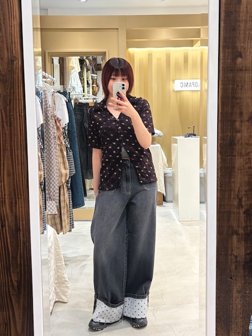 ロールアップドットワイドデニムパンツ（デニムパンツ）｜CIAOPANIC